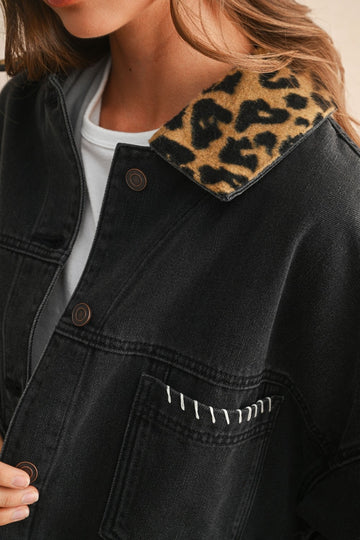 Black animal print jacket