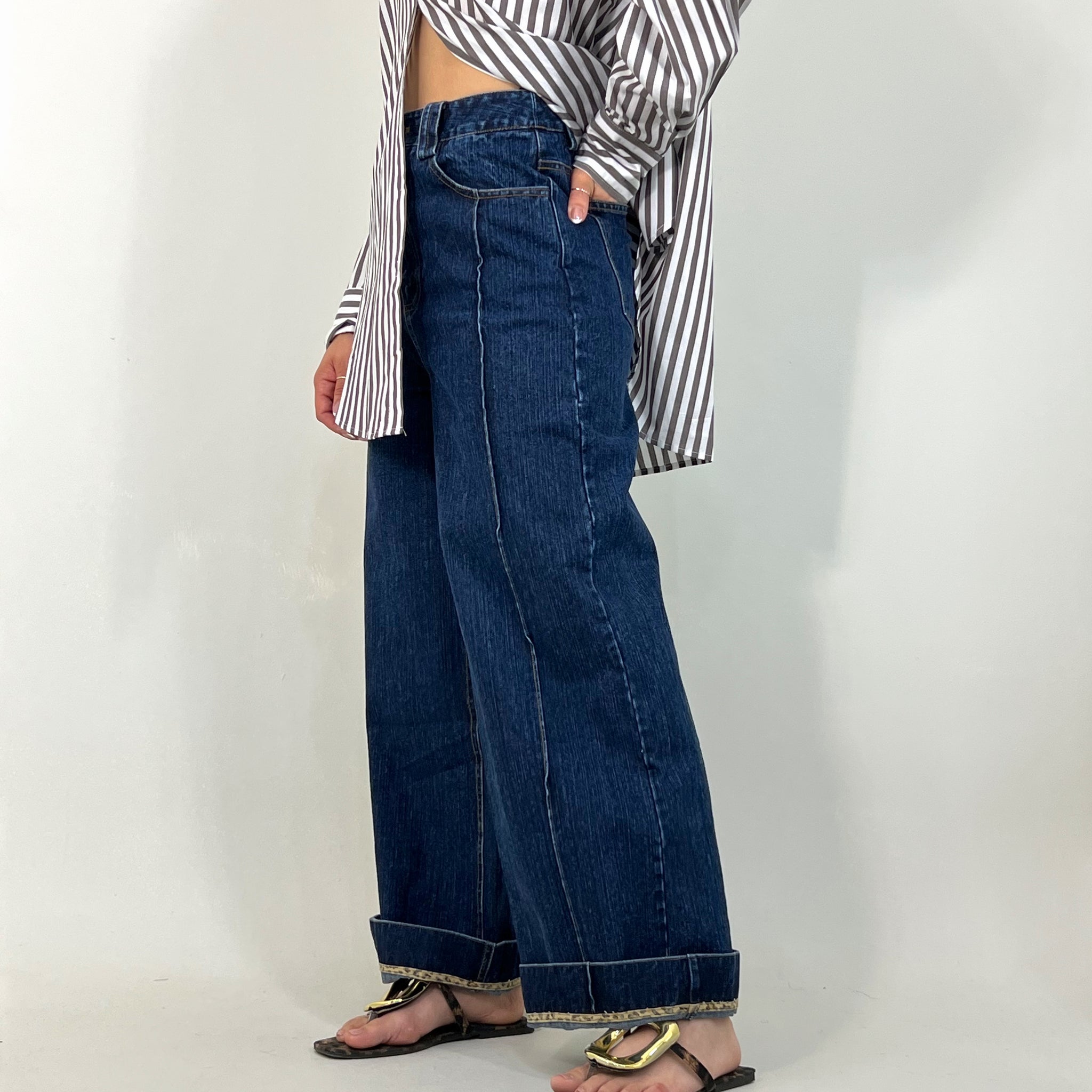 leopard line jeans