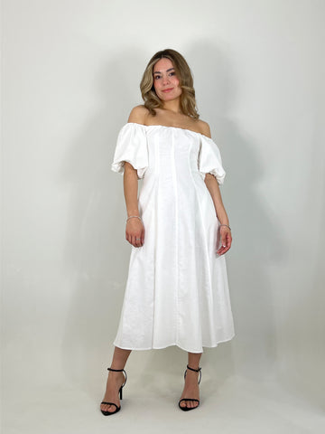 off shoulder midi dress