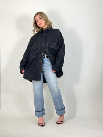 Black denim overshirt