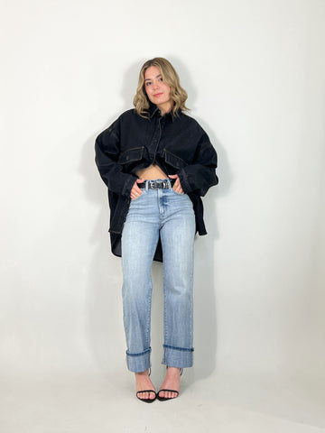 Black denim overshirt