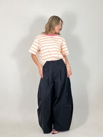 Boxy striped tshirt pink