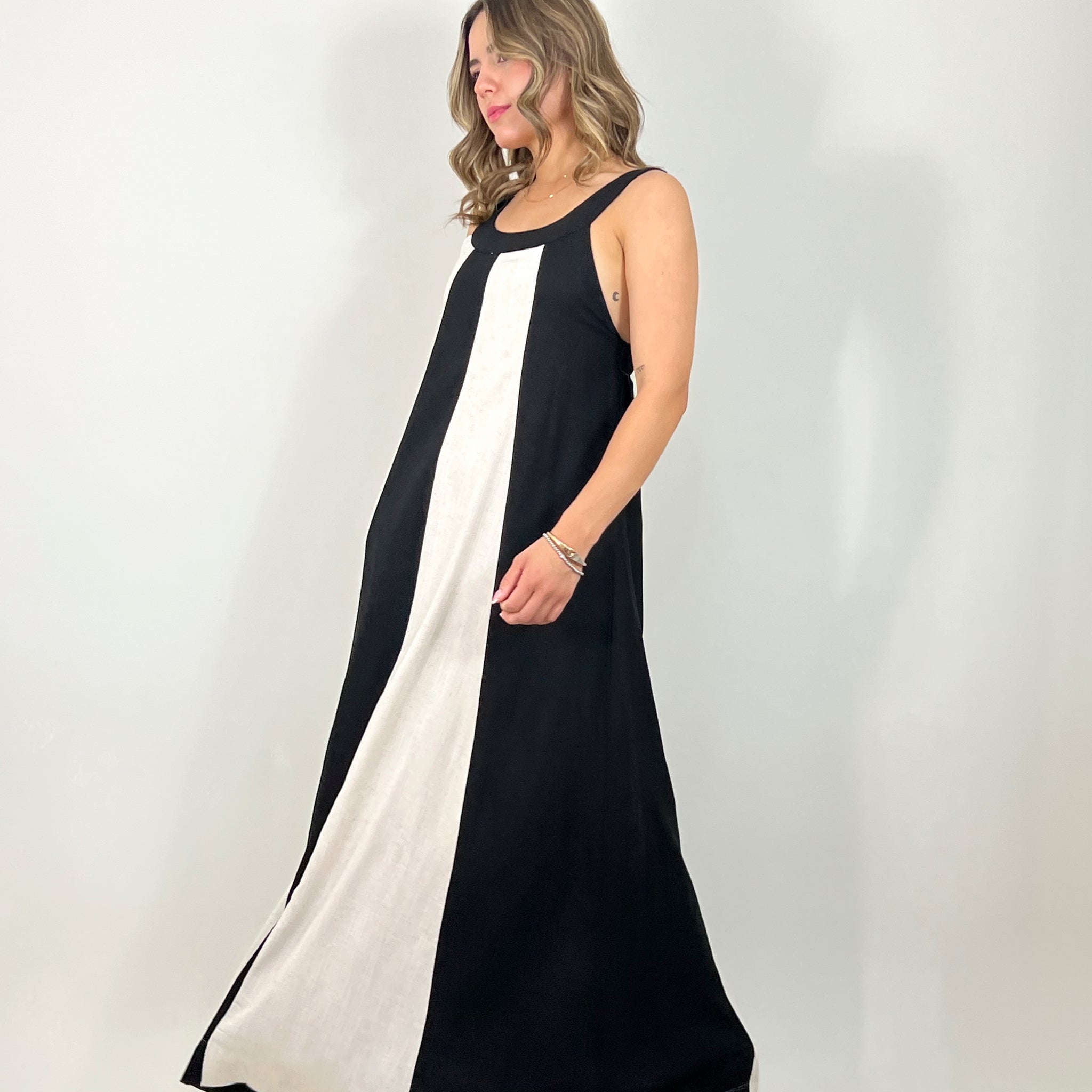 linen striped maxidress