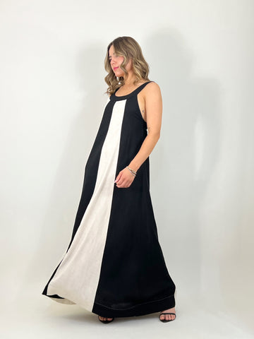 linen striped maxidress