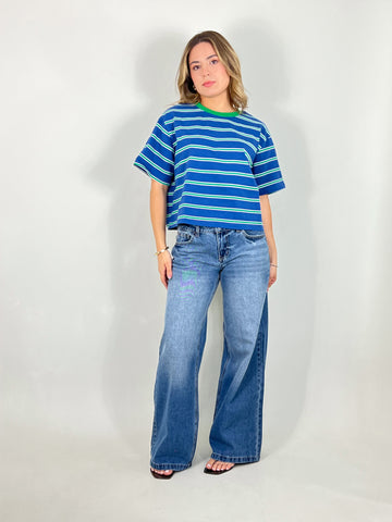 Boxy striped tshirt blue