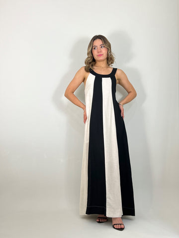 linen striped maxidress