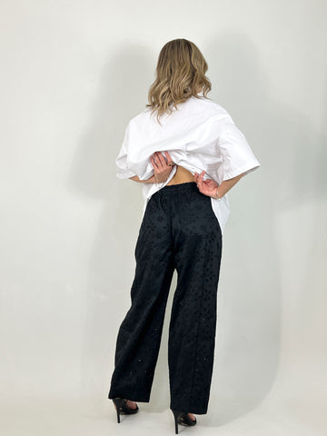 Eyelet black pants
