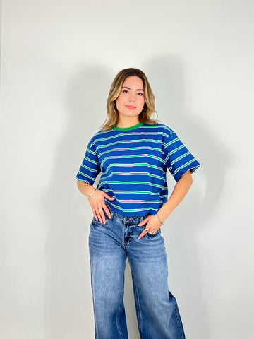Boxy striped tshirt blue