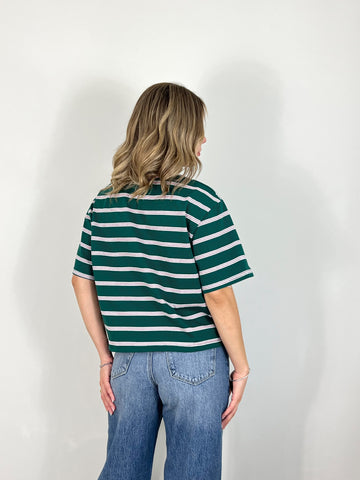 Boxy striped tshirt green