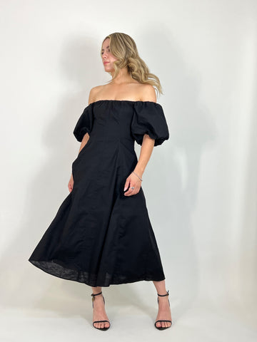 off shoulder linen dress