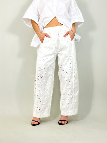 Eyelet white pants
