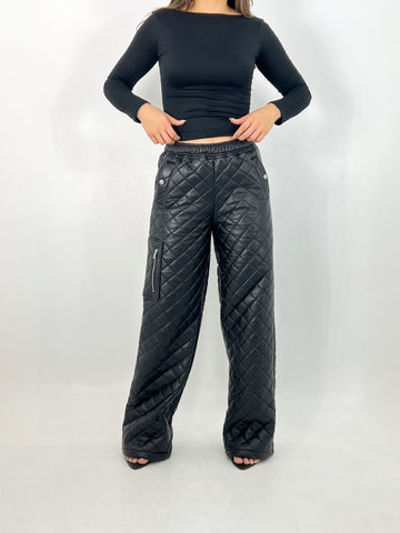 Quilted leather pants